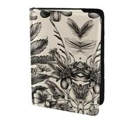 Floral Herbs Botanical Pattern print Leather Card Case Travel Accessories Passport Holder Cover Wallet for Women Men, Black, One Size