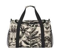 Floral Herbs Botanical Pattern print Overnight Bags for Women and Men Shoulder Bag Carry On Bag for Traveling Travel Essentials, Black, One Size