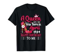 Floral High Heel A Queen was Born in April 1984 42 Birthday T-Shirt