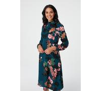 Floral High Neck Midi Dress Izabel London Green 8