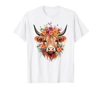 Floral Highland Cow Farm Animal Lovers, Cow Lover Funny T-Shirt