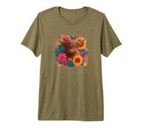 Floral Highland Cow Premium T-Shirt
