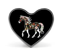 Floral Horse Badge Heart Shape Cute Brooch Pins Button Badges for Backpack Jackets Hats Decor