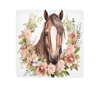 Floral Horse Flowers Camera Wrap Cloth, Squares Magic Self-Adhesive Cloth for Lens Camera Anti-Scratch Lens Protector Makeup Wrap Cloth Bag 21.7" x 21.7"