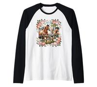 Floral Horse Meadow Rustic Country Wildflower Pasture Design Raglan Baseball Tee