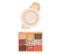 Floral Hues 9-in-1 Eyeshadow Palette (Sunflower, 7.2 gm) + Forever Matte Compact (Ivory, 9 gm) | Multicolor Eyeshadows & HD Matte Finish Compact | Long-Lasting, Smudge-Proof, Sweat-Proof
