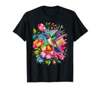 Floral Humming Bird Flowers Tie Dye Hummingbird T-Shirt