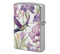 Floral Hummingbird Lighter Case Pouch Double-Sided Metal Lighter Sleeve Scratch & Drop Resistant Lighters Protector Fits Standard Kerosene Lighters Pocket Protective Cover for Camping Party