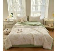 Floral Ice Cooling Quilt 4-Pieces Set,Summer Breathable Soft Air Conditioning Blanket,Double Sided Lightweight Sheet Bedding Set,Cool Sleeping Cold Blankets Sest for All-Season