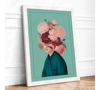Floral Identity Maximalist Framed Wall Art Print A3 (42×29.7cm) White, Wall Decor for Living Room, Bedroom, Office & Home, Ready to Hang, Art Gift