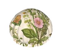 Floral In The Old Book Printed Double Layer Lined Shower Cap,Shower Caps For Women Reusable
