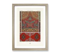 Floral Indo Persian Pattern By Albert Racinet Vintage Framed Wall Art Print, Ready to Hang Picture for Living Room Bedroom Home Office Décor, Oak A2 (64 x 46 cm)