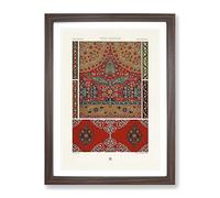 Floral Indo Persian Pattern By Albert Racinet Vintage Framed Wall Art Print, Ready to Hang Picture for Living Room Bedroom Home Office Décor, Walnut A2 (64 x 46 cm)