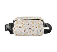Floral Indonesian Batik Motif Cobalt Multipurpose Crossbody Bag Waist Packs with Adjustable Strap for Workout Running, Cute Animals Seamless Pattern, One Size