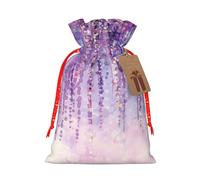 (Floral Ivy Blossoms Tree) Burlap Gift Bags With Drawstring, M Size Holiday Present Goody Bags For Xmas Party