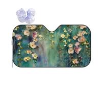 Floral Ivy Blossoms Tree Print Car Windshield Sun Shade, Foldable Foil Sun Shade Car Windshield Cover All Weather Universal Fit Auto Car Trunk SUV, 130x70 CM