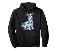 Floral Jack Russell with Flowers Chinoiserie Blue Toile Dog Pullover Hoodie