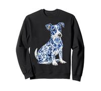 Floral Jack Russell with Flowers Chinoiserie Blue Toile Dog Sweatshirt