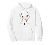Floral Jackalope Watercolor Bunny Antlers Botanical Wildlife Pullover Hoodie