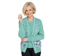 Chums Ladies Floral Jacquard Mock Twin Set Soft Green 10-12