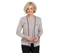 Chums Ladies Floral Jacquard Mock Twin Set Stone 18-20
