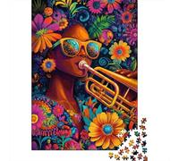 Floral Jazz Musician Jigsaw Puzzles for Adults Interesting Puzzles 1000 Jigsaws Impossible Puzzle for Adults Gifts 70x50cm/1000pcs