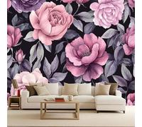 Floral Jazzy Wallpaper, Rose Violet Rose Mural 3D Modern, Non-Woven Premium Art Print Fleece Wall Mural Decoration Poster Picture Design 150X105cm
