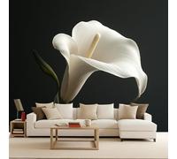 Floral Jazzy Wallpaper, White Calla Lily 3D Murals, Modern Art Wall Murals Photo Wall Mural,for Living Room Bedroom Children's Room Home Decoration, Easy to Install 450X315cm