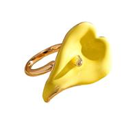 Floral Jewelry with Gold Tone Open Fit, Calla Flower Detail for Photo Ready Outfits and Creative Present Giving Flower Jewelry Adjustable Finger Accessory Open Fit Calla Floral Gold Tone Statement