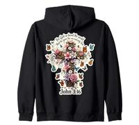 Floral John 3:16 Bible Verse For God So Loved The World Zip Hoodie