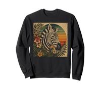 Floral Jungle Zebra Retro Botanical Animal Sweatshirt
