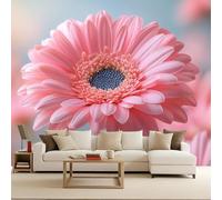 Floral Kids Wallpaper, Pink Gerbera 3D Wall Paper for Living Room, Non-Woven Premium Art Print Fleece Wall Mural Decoration Poster Picture Design Modern Nature View 250X175cm