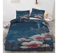 Floral King Duvet Cover Set 3 Pieces - Urban Architecture Quilt Cover with 2 Pillowcases 50x75cm, Reversible Soft Microfiber Bedding Set with Zipper Closure 230x220 cm