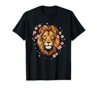 Floral King of The Jungle Lion with Cherry Blossoms T-Shirt