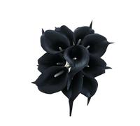 Floral Kingdom 14" Real Touch Latex Calla Lily Artificial Flowers for Home Decor, Tabletop, Living Room, Wedding Centerpieces (Pack of 10 Black)