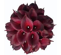 Floral Kingdom 18 PCS 14" Real Touch PU Latex Artificial Calla Lily Flowers for Wedding Bouquets, centerpieces, and Floral Decor (Burgundy)