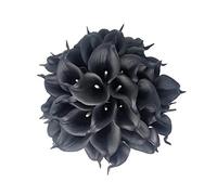 Floral Kingdom 20 Pack 14" Calla Lily Artificial Flowers - Real Touch Black Latex Flowers for Home Decor, Tabletop Centerpieces, Living Room, & Weddings