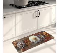 Floral Kitchen Mats for Floor, Elegant Flower Vintage Soft Mats, Cushioned Comfort Washable Non Slip Decor Rugs for Kitchen Sinks Laundry Room Bathroom 16x47 Inch