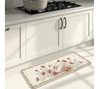 Floral Kitchen Mats for Floor, Elegant Swan Design Vintage Soft Mats, Spring Cushioned Comfort Washable Decor Rugs for Kitchen Sinks Laundryroom Bathroom 16x47 Inch