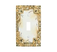 Floral Kitchen Single Light Switch Cover Plate, Vintage Rustic Geometric Swirl Fall Beige Plastic Standard Size Wall Switch Plates Accents for Bedroom Bathroom Home Entrance Decor (Single)