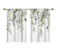 Floral Kitchen Window Curtains Over Sink, Farmhouse Flower Leaf Small Window Drapes, Botanical Pattern Cafe Short Curtains with Rod Pocket for Living Room, Bathroom(Style 1)