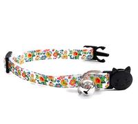 Floral Kitten Collars with Bell. Safe, Quick Release Breakaway Buckle Available in Cat Size & Kitten Size. Various Designs Available - White Multi Floral