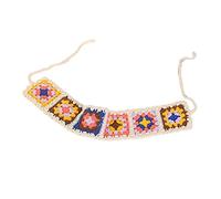 Floral Knitted Hair Kerchief Lovely Crochet Bandana Tie Back For Head Wrap Women Retro Turban Colorful