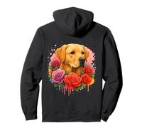 Floral Labrador Retriever Dog Mom Watercolor Pink Flowers Pullover Hoodie