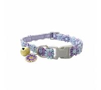 Floral Lace Cat Collar with Bell and Charm, Adjustable, Plastic Snap Buckle, Small Dog Neck Strap (A-Purple)