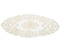 Floral Lace Oval Doilies Pack of 6 100% Polyester Traditional Table Linen Doyleys 15cm x 32cm (Cream)