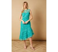 Floral Lace Scallop Detail Midi Dress Oasis Bright Green 12