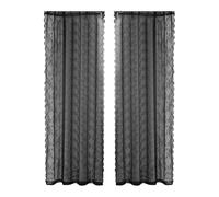 Floral Lace Sheer - Polyester Lace Drapes, Lace Floral Overlay | Embroidered Black Drapes Decor, Decorative Drapes Fine Edging Exquisite Lace Floral Motifs, Retro Drapes Creative Design for Student