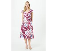 Floral Lace Trim Ottoman Midi Dress Oasis Plum 10