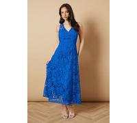 Floral Lace V Neck Midi Dress Oasis Cobalt 10